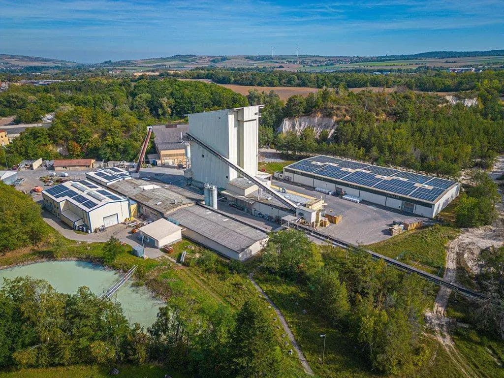 Luftbild des EKW-Werks in Eisenberg
