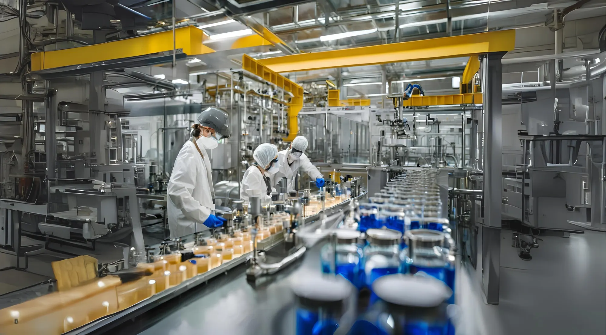 Produktionshalle von GECHEM mit Abfüllanlagen